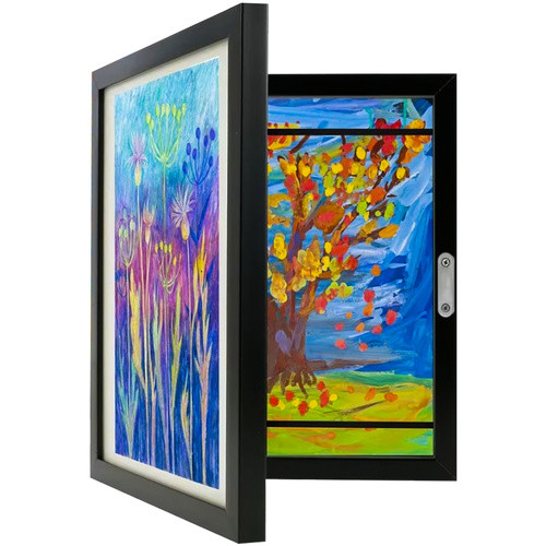 Rama pastrare amintiri, pentru desene si picturi A4, deschidere frontala, MDF, negru - imagine 12